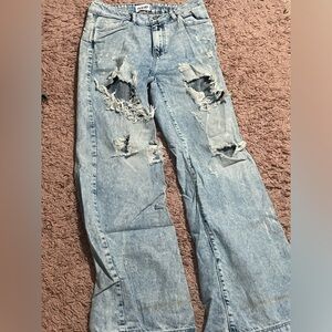 Ripped wide leg jeans